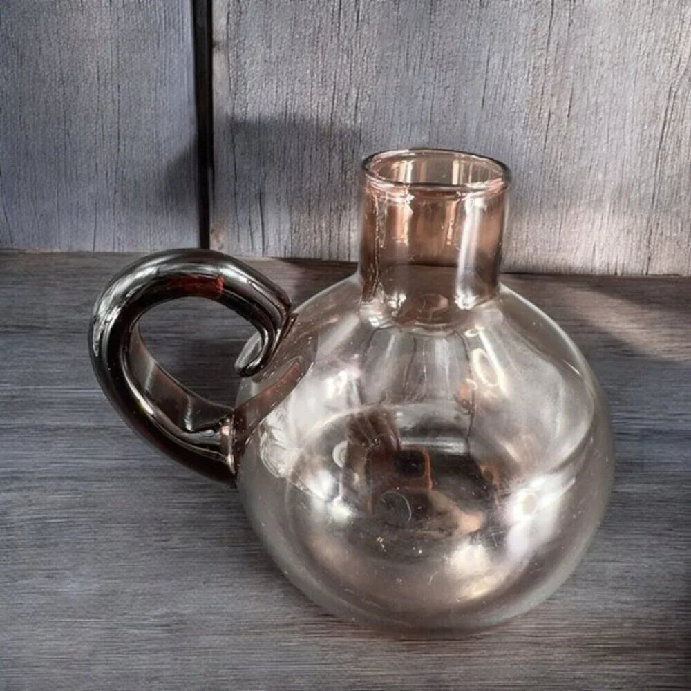 Vintage Mid Century Amethyst Purple Glass Jug Pitcher Container With‎ Handle VTG